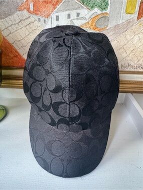 90s Coach Made in USA Black Moncard Jacquard  Baseball Cap - Rare Collectible